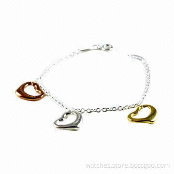 Fashionable Metal Bracelet with Chrome Plating/Made of Zinc Alloy, Charms, Suitable for Promotions